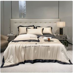 Edredón de Seda Helada Sencillo de Verano, Estilo Europeo Americano, Relleno de Poliéster, Lavable, Ligero y Refrescante, Personalizable para el Hogar - Product Image 3