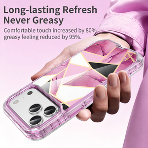 เคสลายหินอ่อนเคลือบไฟฟ้า 3-in-1 สำหรับ <span class=keywords><strong>iPhone</strong></span> 17 Pro Max, 16 Pro, 15, 14, 13 Pro Max  วัสดุ TPU PC ป้องกันแรงกระแทก - Product Image 4
