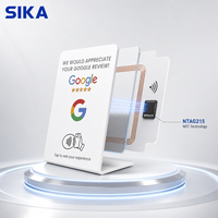 Carte de commentaires Google SIKA 12 cm en PVC acrylique, autocollant de table à détection inductive, étanche, compatible NFC, pour hôtels et restaurants