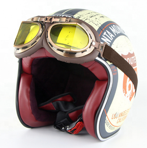 <span class=keywords><strong>Casco</strong></span> de Motocicleta Clásico de Media Cara ABS, Estilo Retro <span class=keywords><strong>Vintage</strong></span>, de Cuero, para Motocicleta, Scooter - Product Image 3