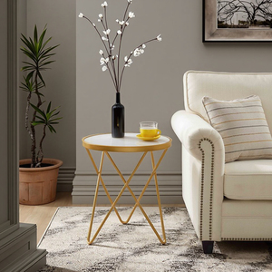 Hiện đại sang trọng phòng khách sofa bên Bàn cà phê hiện đại vàng kim loại khung kính cuối bảng nóng bán đồ nội thất nhà - Product Image 1