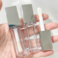 Tube carré vide pour brillant à lèvres de 9,5 ml, flacon de brillant à lèvres argenté ou doré avec capuchon pour emballage cosmétique