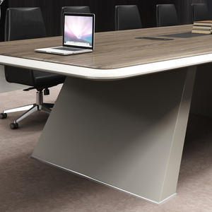 Modern Simple Long Conference Table Chair Set Stainless Steel Panel Wood Style for Small Training Negotiation Conference <strong>Room</strong> - Product Image 2