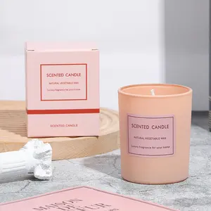 Factory Dropshipping Luxury Home Fragrance Aromatherapy Pink Glass Jar Pure Natural Soy Wax Scented Candles Gift Box in Bulk