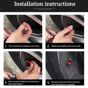 4 unids/set válvula antirrobo rueda neumático vástago de válvula cubiertas de polvo de aire con llavero Válvula de neumático de coche modificada al por mayor - Product Image 3