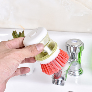 Dishwashing <b>Brush</b> With Liquid Soap Dispenser Nylon Bristles For Pot Cleaning - Product Image 2