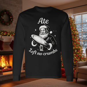 T-shirt à manches longues avec motif Ate Left No Crumbs Santa Christmas Meme - Product Image 3