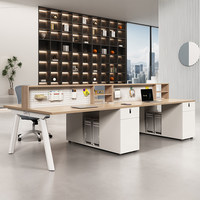 Combinaison Table et Chaises de Bureau Commerciales en Bois Moderne et Simple pour 2, 4 ou 6 Personnes, Démontable, Boîte de Rangement Câbles Incluse