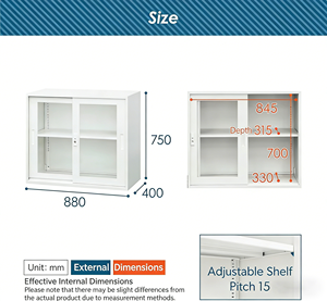 Librería de Acero de Aleación de 2 Niveles <span class=keywords><strong>con</strong></span> Puerta Corredera, Estantes Ajustables, Compatible <span class=keywords><strong>con</strong></span> A4, Color Negro - Product Image 4