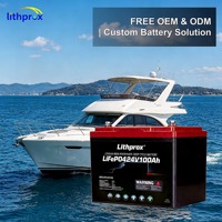 Batterie LiFePO4 haute capacité 25,6V 100AH Grade A Professionnelle 6000 Cycles Marine BMS RS485 Prise Anderson CE RoHS IP67 OEM ODM