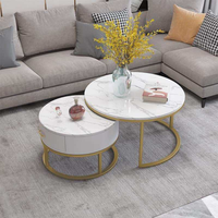 Table basse de luxe moderne avec structure en bois massif et plateau en marbre, mobilier de salon au design contemporain, vente chaude