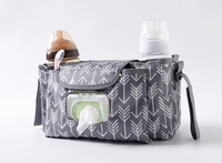 Sac organisateur de poussette pour bébé de grande capacité Porte-gobelets universels isolés Poche zippée Bandoulière antidérapante Polyester