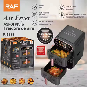Friteuse à air 2800W double avec paniers de cuisson de 6L et 6L, rotation à 360° °   Structure de circulation d'air multifonctionnelle, chauffante et facile à nettoyer - Product Image 6