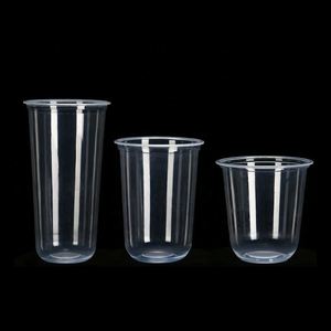 Gobelet à café jetable en plastique PP transparent en forme de U, 12 oz, 16 oz, 24 oz, prix d'usine, logo personnalisé imprimé UV/soie, avec film de scellage ou couvercle - Product Image 1