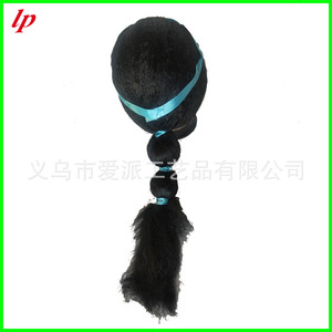 Peluca de princesa Jasmine negra con diadema azul para mujer, accesorios de disfraces - Product Image 3