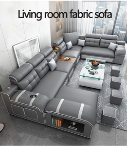 Bộ ghế sofa chữ U hiện đại, tùy chỉnh, bán chạy, chất liệu da/vải, kiểu dáng chữ L, có cổng USB và âm thanh, bộ ghế góc - Product Image 4