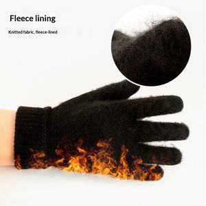 Gants tricotés d'hiver pour homme, doublés polaire, épaissis, anti-froid, en coton/spandex, chauds, antidérapants, longueur opéra, pour la détection des aiguilles - Product Image 4