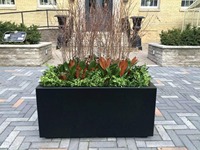 Grande jardinière rectangulaire en fibre de verre, pots de jardin extérieurs en fibre d'argile et ciment pour plantes
