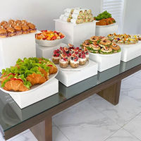 Boîte de présentation de desserts en acrylique moderne de luxe, couleur personnalisée, avec cubes empilables, pour table de buffet, présentoir alimentaire pour mariage