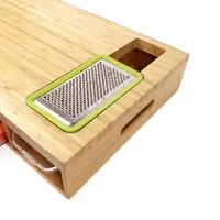 Addreen placa de corte de madeira de bambu, tabla de cortar personalizada grande com 4 peças de recipientes