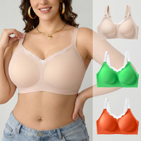 Exclusivité transfrontalière Soutien-gorge sans armatures grande taille, fin, push-up, respirant, réglable, avec coussinets fixes en gel souple pour un maintien confortable