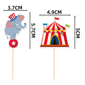 12 Adornos para Pastel de Fiesta de Cumpleaños de Carnaval, Decoraciones para Pastel con Temática de <span class=keywords><strong>Circo</strong></span>, Mini Banderas - Product Image 5