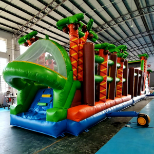 Château gonflable pour enfants, parcours d'obstacles, aire de jeux combinée, château gonflable, jungle, jouet d'amusement portable, capacité de 1000 kg - Product Image 1