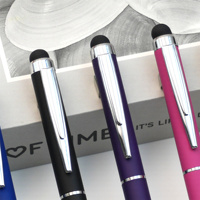 Stylet universel pour tablette et téléphone, stylo à bille avec clip chromé, stylos à bille en métal, logo personnalisé, publicité pour salon professionnel, souvenir