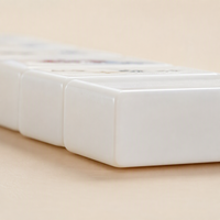 Jeu de Mahjong Portable Écologique Moderne et Élégant à Motifs Floraux Botaniques, Tuiles en Acrylique Blanc, Motif Fleurs et Plantes Printemps-Été