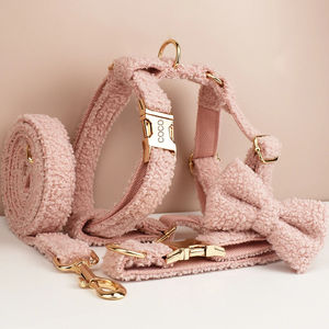 Baby Pink Cotton <b>Dog</b> <b>Harness</b> Set with Adjustable Breakaway Design Custom Logo Washable & Modern <b>for</b> Cats & <b>Dogs</b> - Product Image 1