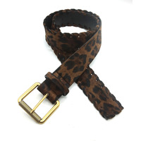 Nouvelle ceinture tressée en daim imprimé léopard pour femme, style vintage, avec boucle ardillon en alliage, accessoire pour jupes et jeans, simple et sophistiquée