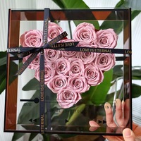 2025 cadeau de saint valentin en gros cadeau de luxe 18 fleur préservée rose éternelle dans une boîte en acrylique