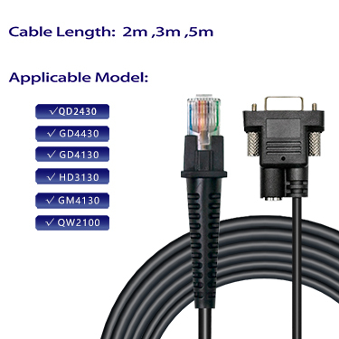 SOTESIN Serial Scanner Cable RS232 to Rj50 Barcode Reader Cable for Datalogic GD4130 QW2100 QM2130 DB9 CAB-327 Data Cable
