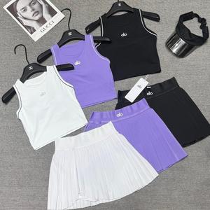 Nueva <span class=keywords><strong>Ropa</strong></span> de Verano al por Mayor, Conjunto Deportivo AL0 para <span class=keywords><strong>Yoga</strong></span>, Conjunto Deportivo de 2 Piezas para Mujer, Falda Corta y Camiseta sin Mangas, <span class=keywords><strong>Ropa</strong></span> Informal - Product Image 6