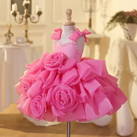 Nouvelle Robe de Premier Anniversaire pour Enfants 2026, Robe de Princesse pour Filles, Décoration Florale en Lin Crocheté, Robe de Cérémonie pour Petite Fille, Robe de Piano pour Hôtesse