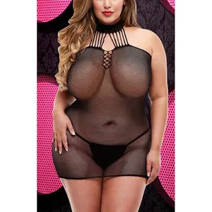 Grande taille sexy chemise de nuit transparente pour les grosses femmes sexy mature grande taille lingerie