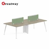 Poste de travail modulaire pour 4 personnes avec plateau en MFC E0 et structure en acier pour mobilier de bureau commercial moderne