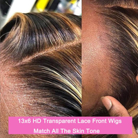 Peluca de Cabello Humano Ondulado 200% Densidad 13x6 HD con Encaje Frontal Fino Sin Pegamento de 26 Pulgadas Rubio Ceniza para Mujeres Morenas