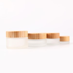 Mpty-Envase osmético para crema, tarro de vidrio transparente esmerilado para el cuidado de la piel con tapa de bambú resistente <span class=keywords><strong>al</strong></span> hild - Product Image 1