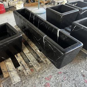 Jardinera <span class=keywords><strong>de</strong></span> piedra antigua <span class=keywords><strong>para</strong></span> jardín, maceta <span class=keywords><strong>de</strong></span> mármol negro simple, florero - Product Image 1