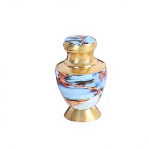 Urna de recuerdo decorativa pequeña de 3 pulgadas para cenizas humanas, urna conmemorativa de cremación para hombres y mujeres, urna de latón macizo con caja de terciopelo gratis - Product Image 1