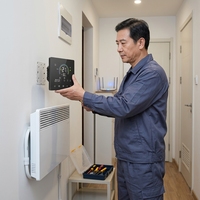 Termostato Inteligente con Pantalla Táctil y Wi-Fi para Calefacción por Suelo Radiante, Diseño Plegable, Sistemas de Caldera Hidrónica, Operación Android, 90V-240V, Color Negro