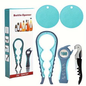 Abrelatas Multifuncional con Mango de Silicona para Personas Mayores, Sacacorchos de Metal Inoxidable para Botellas de Cerveza con Logotipo Personalizable - Product Image 1
