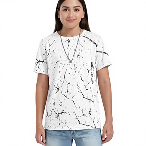 T-shirt unisexe moderne blanc à imprimé veine de marbre, manches courtes, coupe décontractée, col rond, graphique quotidien, écologique, séchage rapide - Product Image 2