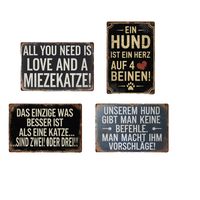 Art mural en métal de style vintage drôle pour chat et citation allemande signe en étain avec conception de plaque en étain de chien imprimé UV