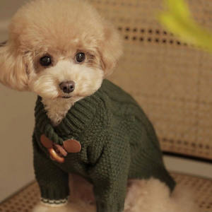 Dog Winter Vintage Sweater Knitted Coat Eco-Friendly Toggle Buttons Classic <strong>Old</strong> Fashioned Pet Wear Small Medium Dogs Pet - Product Image 2