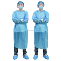 Blouse d'isolement bleue à usage unique non stérile (certifiée CE) – Matériau SMS le plus vendu, manches longues avec poignets tricotés, protection médicale