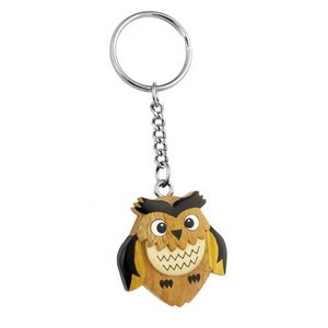 Porte-clés en bois en forme de hibou, mini breloque, pendentif animal, accessoire - Product Image 1