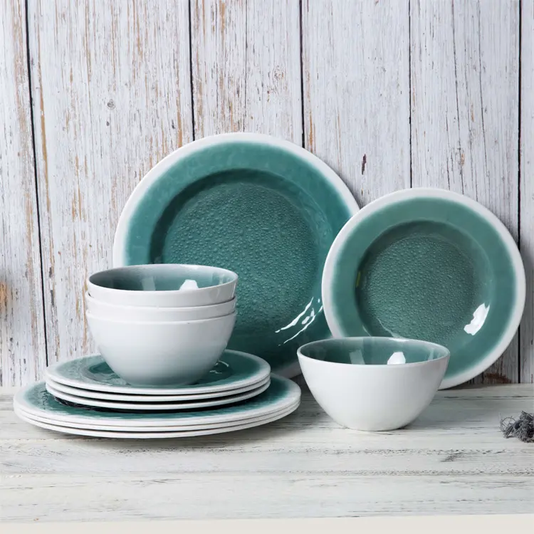 Pinggan mangkuk melamine plates set for restaurant, set of 3 dishwasher safe melamine plate dinnerware sets