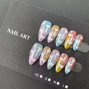 <span class=keywords><strong>Uñas</strong></span> Postizas Hechas a Mano de Alta Calidad, Venta al Por Mayor de Fábrica, Diseño de <span class=keywords><strong>Cielo</strong></span> <span class=keywords><strong>Azul</strong></span> y Nubes Blancas en Forma de Almendra, Reutilizables, Éxito de Ventas de Verano - Product Image 2
